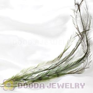 Green Thin Striped Grizzly Bird Feather Hair Extension Wholesale