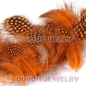 Orange Guinea Fowl Feather Hair Extensions Wholesale