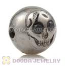 10×11mm Gun black plated Sterling Silver Skull Head Ball Bead with Black Crystal stone
