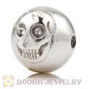10×11mm Rhodium plated Sterling Silver Skull Head Ball Bead