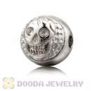 8×9mm Rhodium plated Sterling Silver Skull Head Ball Bead