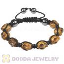 Brown Turquoise Skull Head Ladies String Bracelets with Hemitite