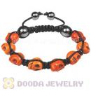 Orange Turquoise Skull Head Ladies String Bracelets with Hemitite