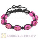 Magenta Turquoise Skull Head Ladies String Bracelets with Hemitite