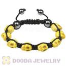 Yellow Turquoise Skull Head Ladies String Bracelets with Hemitite