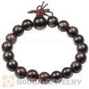 10mm Red Sandalwood Beads With Silver Wire Buddhist Prayer Bracelet Wrist Mala