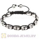Sterling Silver Skull Head Beads Mens String Bracelet