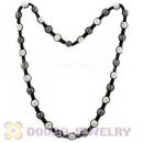 Fashion TresorBeads unisex necklace with white Czech Crystal and Hematite beads