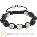 Black Agate Macrame Bracelet With Pave Crystal Bead