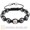 Faceted Hematite Macrame Bracelet With Sterling Silver Logo Bead
