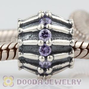 925 Sterling Silver Strengthen Charm Beads With Lavender Stones