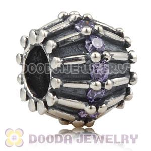 925 Sterling Silver Strengthen Charm Beads With Lavender Stones