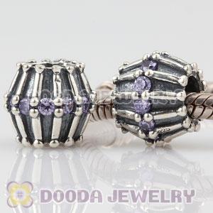 925 Sterling Silver Strengthen Charm Beads With Lavender Stones