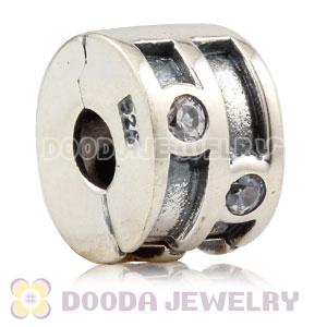 European Style 925 Silver Clip Beads with CZ Stone