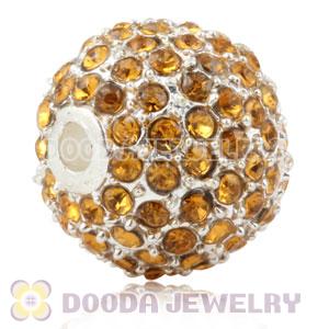 12mm Handmade Alloy Beads With Yellow Crystal Wholesale