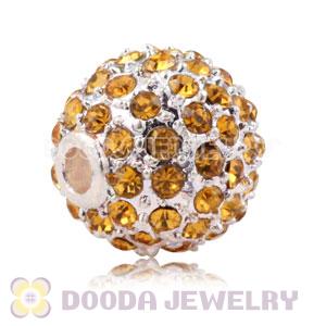 10mm Handmade Alloy Beads With Yellow Crystal Wholesale