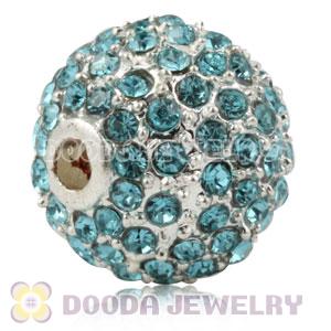 12mm Handmade Alloy Beads With Cyan Crystal Wholesale