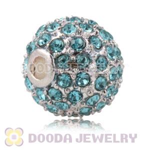 10mm Handmade Alloy Beads With Cyan Crystal Wholesale