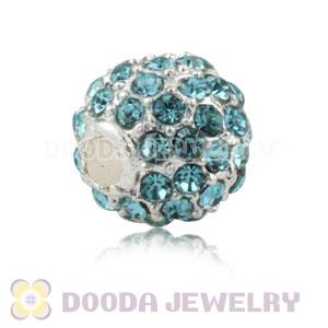 8mm Handmade Alloy Beads With Cyan Crystal Wholesale
