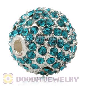 12mm Handmade Alloy Beads With Teal Crystal Wholesale