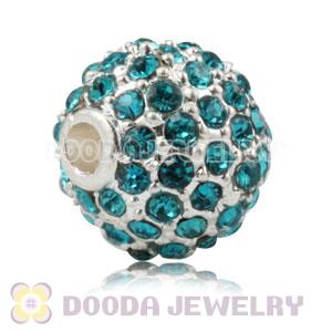 10mm Handmade Alloy Beads With Teal Crystal Wholesale