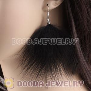 Wholesale Cheap Black Fluffy Feather Earrings 