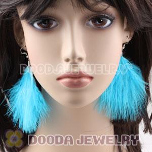 Wholesale Cheap Cyan Fluffy Feather Earrings 