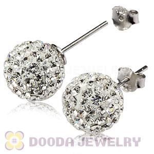 10mm Sterling Silver White Czech Crystal Ball Stud Earrings Wholesale