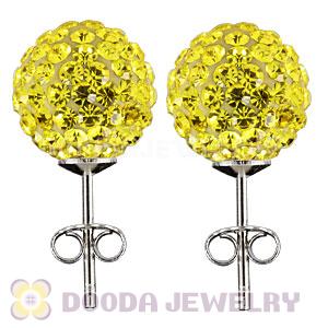 10mm Sterling Silver Yellow Czech Crystal Stud Earrings Wholesale