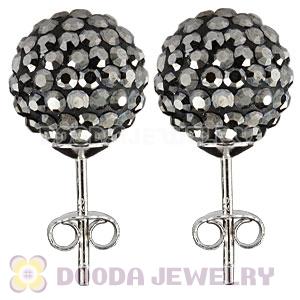 10mm Sterling Silver Grey Czech Crystal Ball Stud Earrings Wholesale