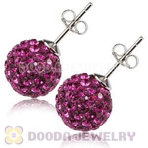 10mm Sterling Silver Fushia Czech Crystal Stud Earrings Wholesale