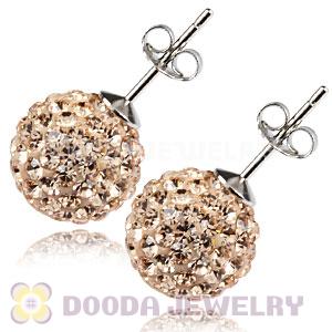 10mm Sterling Silver Pink Czech Crystal Ball Stud Earrings Wholesale
