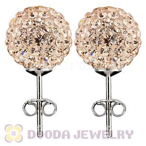 10mm Sterling Silver Pink Czech Crystal Ball Stud Earrings Wholesale