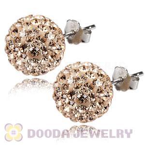 10mm Sterling Silver Pink Czech Crystal Ball Stud Earrings Wholesale