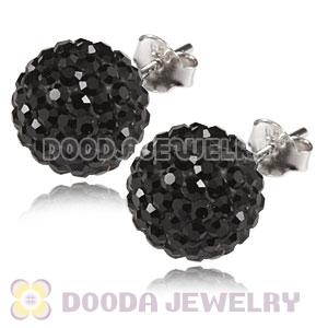 10mm Sterling Silver Black Czech Crystal Stud Earrings Wholesale