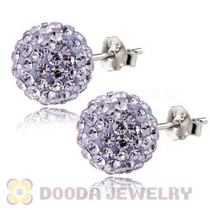 10mm Sterling Silver Lavender Czech Crystal Stud Earrings Wholesale