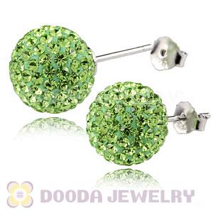 10mm Sterling Silver Green Czech Crystal Stud Earrings Wholesale