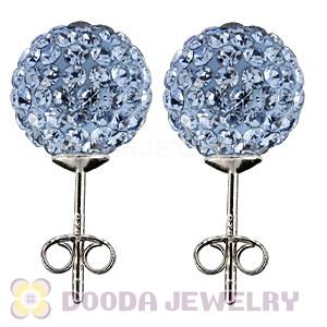 10mm Sterling Silver Blue Czech Crystal Stud Earrings Wholesale