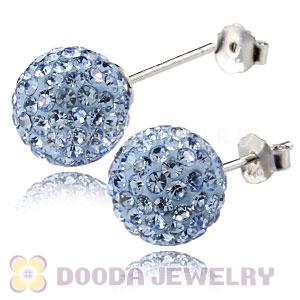 10mm Sterling Silver Blue Czech Crystal Stud Earrings Wholesale