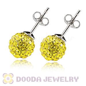 8mm Sterling Silver Yellow Czech Crystal Ball Stud Earrings Wholesale
