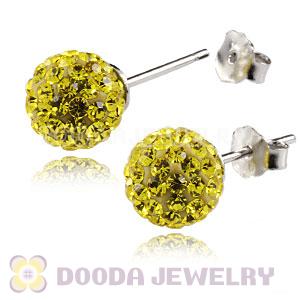 8mm Sterling Silver Yellow Czech Crystal Ball Stud Earrings Wholesale