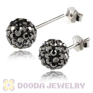 8mm Sterling Silver Grey Czech Crystal Ball Stud Earrings Wholesale