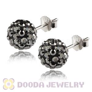 8mm Sterling Silver Grey Czech Crystal Ball Stud Earrings Wholesale