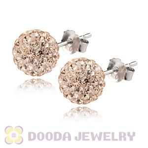8mm Sterling Silver Pink Czech Crystal Ball Stud Earrings Wholesale