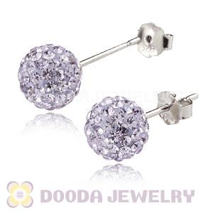 8mm Sterling Silver Lavender Czech Crystal Ball Stud Earrings Wholesale