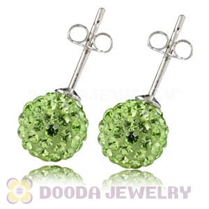8mm Sterling Silver Green Czech Crystal Ball Stud Earrings Wholesale