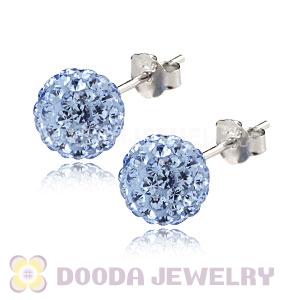 8mm Sterling Silver Blue Czech Crystal Ball Stud Earrings Wholesale