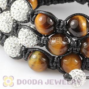 3 Row White Czech Crystal Tiger Eye Wrap Bracelet Wholesale