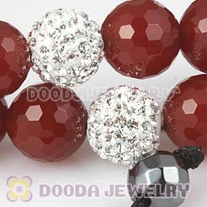 Long White Czech Crystal Onyx Red Agate Unisex Necklace Wholesale