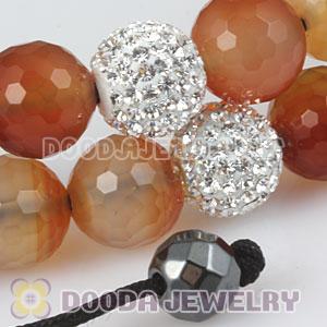 Long White Czech Crystal Onyx Red Agate Unisex Necklace Wholesale